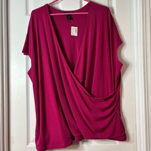 Lane Bryant Vibrant Fuchsia Wrap Blouse